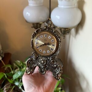 Vintage Ornate Silver-Tone Alarm Clock